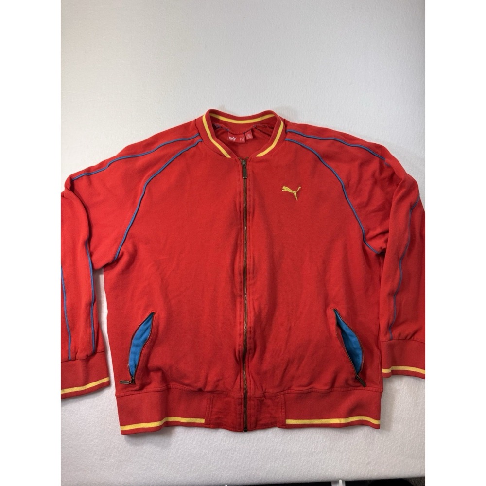 Vintage Puma Mens Full Zip Heavyweight Full Zip Canvas Track Jacket 2XL Red/Orng